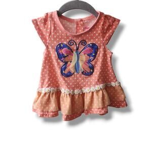 Nannette Kids Butterfly Applique Polka Dot Peplum Top